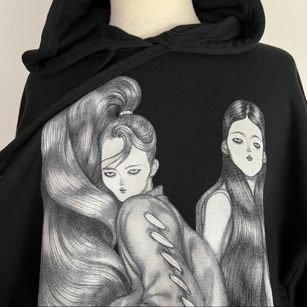 Zara x Laura Laine Women In Art Graphic Oversized Streetwear Hoodie L Black-Rare - Picture 4 of 9
